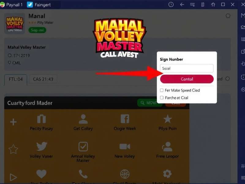 Mahal Volley Master Login Page Mahal Volley Master login screen with phone number and social media options